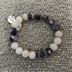 Dogtooth amethyst, and rose quartz beaded bracelet